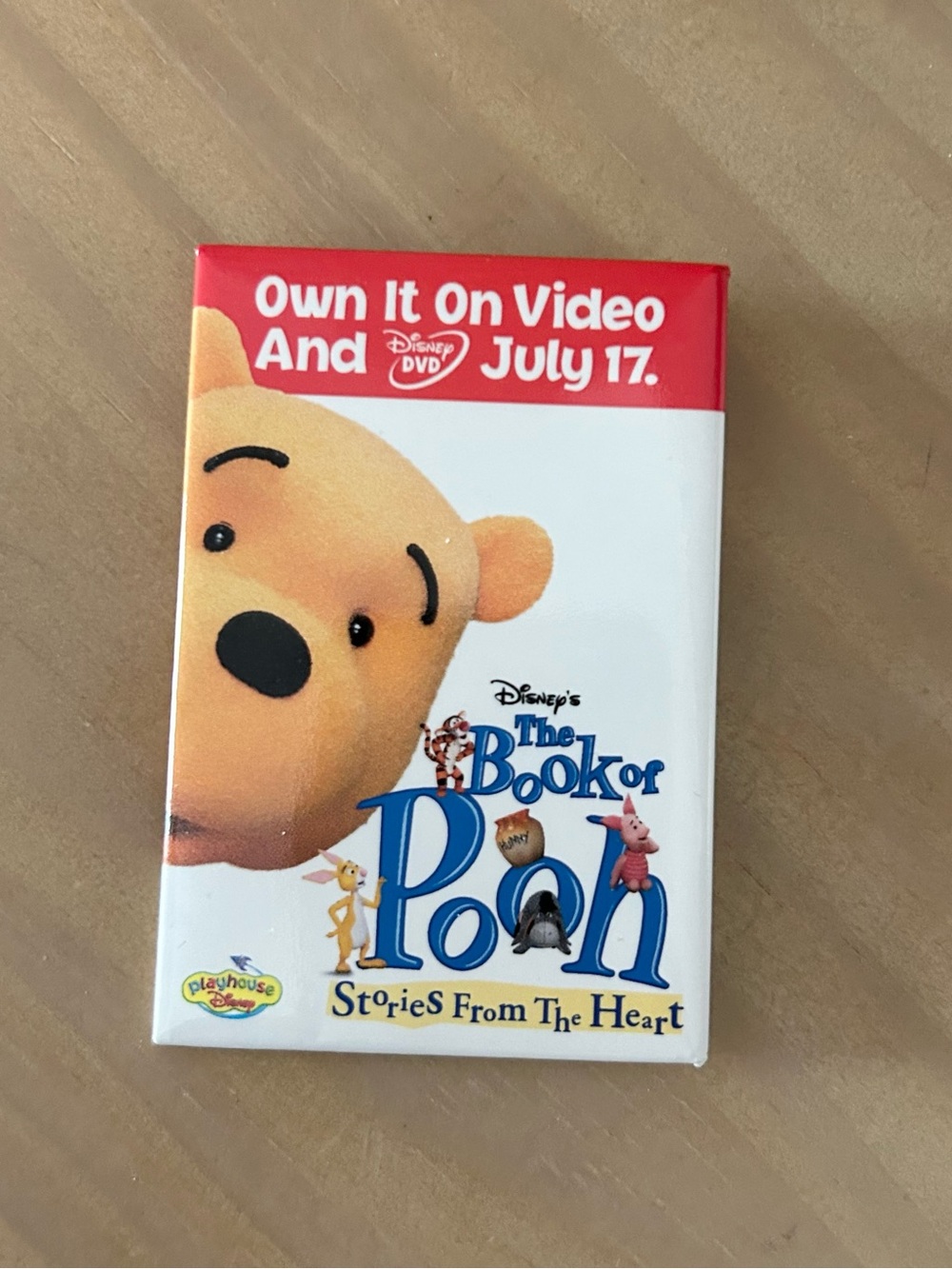 Y2K Disney Book of Pooh Stories From the Heart Promo Pin Button 2001